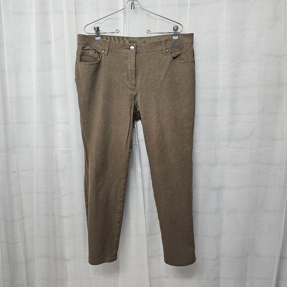 Chico's So Slimming Brown Straight Leg Pants Casual Cropped Stretch 3 (XL) - Picture 2 of 16